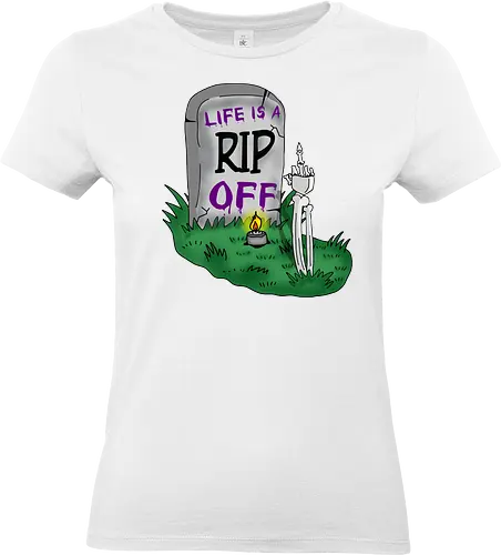 RIP Off  - sarkasmus, sarkastisch, Grab, RIP, Skelett, Hand, Mittelfinger, spray, Tot, schwarzer Humor, düster, Horror, okkult, Macabre, Graffiti, Graffiti-Kunst, alternative Stimmung, rebellisch, irre, Grusel, schwarze Kleidung, goth, gothic, wiccan - Standard T-Shirt (Frauen)