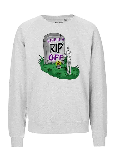 RIP Off  - sarkasmus, sarkastisch, Grab, RIP, Skelett, Hand, Mittelfinger, spray, Tot, schwarzer Humor, düster, Horror, okkult, Macabre, Graffiti, Graffiti-Kunst, alternative Stimmung, rebellisch, irre, Grusel, schwarze Kleidung, goth, gothic, wiccan - Fairtrade Sweatshirt