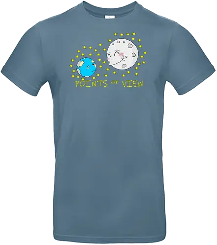 Points of View (Sichtweisen) - Perspektive, Sichtweise, Mond, Erde, kleiner, Cartoon, Niedlich, Humor, Blickwinkel, Universum, Weltraum, Planeten, Perspektivenwechsel, kreativ, Design, Anpassung, Himmel, Ansichten, astronomisch, Galaxie, Weltanschauung, cute, kawaii, süß, niedlich - Standard T-Shirt