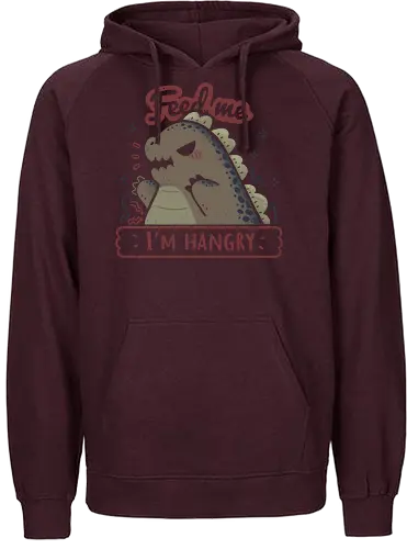 Kawaii Hangry Kaiju - angry, feed me, kaiju, Kaiju, dinosaur, food, funny, hunger, gluttony, monster, xmorfina, hangry, kawaii kaiju, cute kaiju, hungry - Fairtrade Hoodie