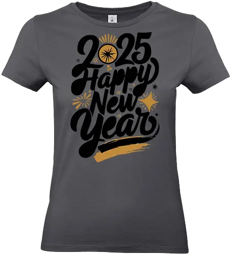 2025 Happy New Year - new year, 2025, celebration, festive, gold, stars, bursts, elegance - Standard T-Shirt (Frauen)