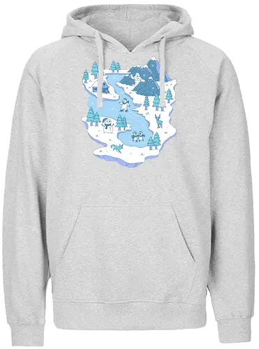 Joyful Winter - winter, joyful, joy, merry Christmas, xmas, Christmas, snowflakes, snow, ice skating, penguin - Fairtrade Hoodie