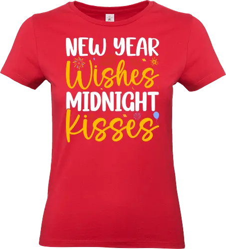 New Year Wishes  Midnight Kisses - new year, celebration, wishes, kisses, midnight, festive, fireworks, lips, stars - Standard T-Shirt (Frauen)