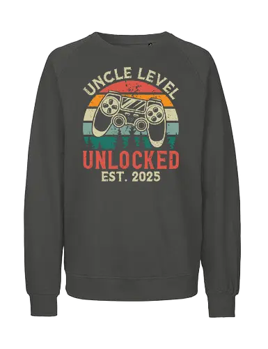 Uncle Level Unlocked Est. 2025 - retro, game controller, vintage, colorful, stripes, gaming, playful, uncle, level unlocked, established - Fairtrade Sweatshirt