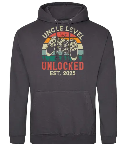 Uncle Level Unlocked Est. 2025 - retro, game controller, vintage, colorful, stripes, gaming, playful, uncle, level unlocked, established - Standard Hoodie