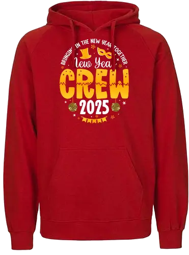 New Year Crew 2025 - new year, celebration, 2025, party, festive, mask, stars, confetti, disco balls - Fairtrade Hoodie