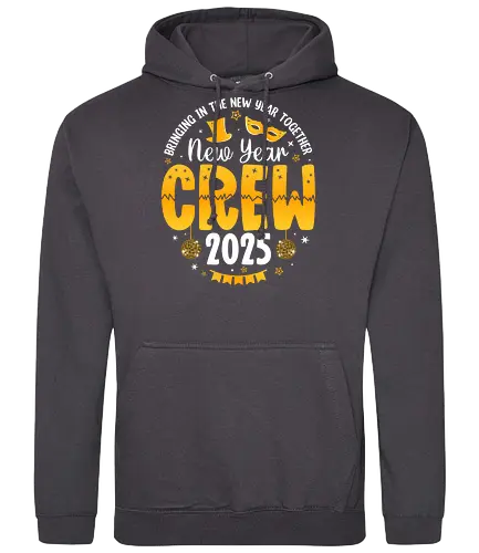 New Year Crew 2025 - new year, celebration, 2025, party, festive, mask, stars, confetti, disco balls - Standard Hoodie