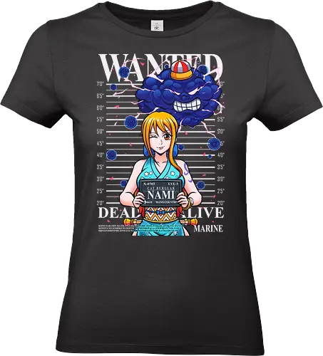 Cat Burglar Wano Mugshot - anime, anime girl, anime tee, manga, wanted, wanted poster, nami, Pirate, straw hat pirates, straw hat crew, cat burglar, mugshot - Standard T-Shirt (Frauen)