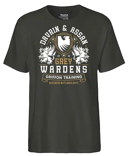 Davrin And Assan Emblem - dragon, veilguard, video game, gaming, gamer, emmrich volkarin, rook, manfred, lucanis, bellara lutare, neve gallus, rpg, inquisition, grey wardens - Fairtrade T-Shirt