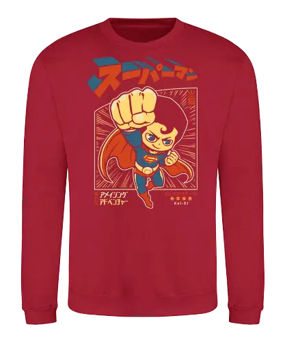 Suupaaman - sups, superhero, comic book, comic magazine, cartoon, chibi, cute, anime, japanese, manga, japan - Sweatshirt