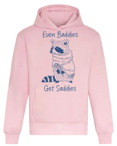 Even Baddies Get Saddies - even baddies, get saddies, raccoon, trash, mental health, anxiety, mental illness, funny, meme - Heavyweight Hoodie
