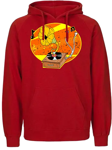 Musical Time Traveler (Musikalischer Zeitreisender) - Grammophon, Retro, Kopfhörer, Musikliebe, klassisch, modern, surreales Design, Zeitreise, Musiktranszendenz, Musikliebhaber, kreativ, nostalgisch, futuristisch, einzigartig, Raum und Zeit, Musikgenuss, künstlerisch, ikonisch, vintage, Audio-Kunst, 30s, retro, vintage, music, earphone, headphone - Fairtrade Hoodie