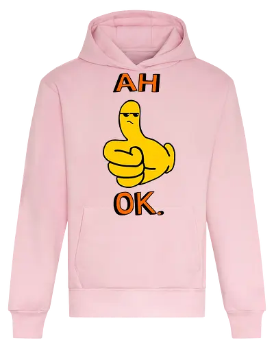 Ah Ok. (Ach Okay.)  - Daumen hoch, Cartoon, ach okay, Sarkasmus, widerwillige Zustimmung, Emoticon, Messenger, Humor, frech, genervt, enttäuschtes Gesicht, Ausdruck, lustig, textbasiert, Reaktion, eigenartig, modern, minimalistisch, verspielt, nachvollziehbar, emoticon, emoji, text, y2k - Heavyweight Hoodie