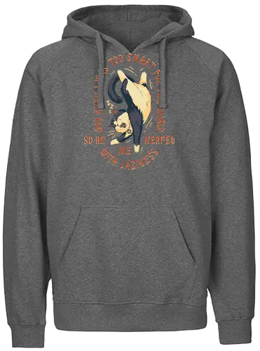 Nerfed with Laziness - cat sleeping, not today, lazy cat, stretching, funny saying, funny quote, nerf, laziness, cat joke, funny cat, memes, internet meme, hilarious, cat meme, vintage colors, retro style - Fairtrade Hoodie