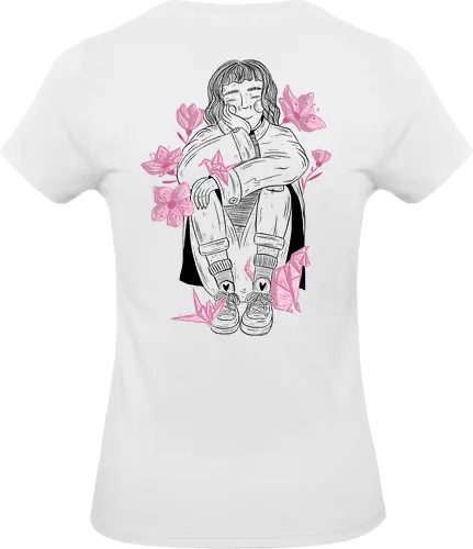 Sakura Girl - BackPrint - Japan, Japanlover, sakura, hanami, cherryblossom - Standard T-Shirt (Frauen)