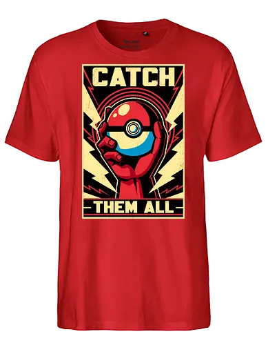 Catch Them  - Pocket, pokemon go, lightning, Mouse, poster, classic, retro, vintage, game, video game, Retro Advertising, Retro Publicity, pet, adventure, fantasy - Fairtrade T-Shirt
