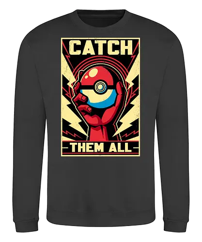 Catch Them  - Pocket, pokemon go, lightning, Mouse, poster, classic, retro, vintage, game, video game, Retro Advertising, Retro Publicity, pet, adventure, fantasy - Sweatshirt