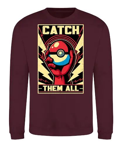 Catch Them  - Pocket, pokemon go, lightning, Mouse, poster, classic, retro, vintage, game, video game, Retro Advertising, Retro Publicity, pet, adventure, fantasy - Sweatshirt