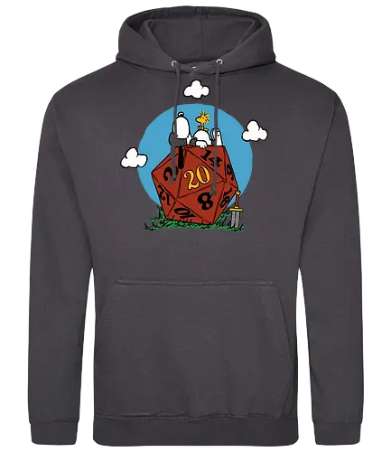 Beagle Dog RPG d20 - dog, animation, pet, mashup, dark fantasy, cute, knight, woodstock, comic, peanuts, vintage, retro, rpg, Pen and Paper, d20, Pen and paper, dungeon master, role playing game, tabletop, game master - Standard Hoodie