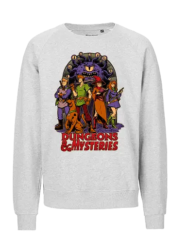 Dungeons and Mysteries - Scooby Gang, Scooby-doo, Scooby, Mystery, Mystery Machine, The Mystery Machine, Vintage, Retro Vintage, Retro, Animation, Tv Show, Rpg, Role-play, Role-playing, Dungeon Master, Pen and Paper, Pen and paper, Dungeon, Dark Fantasy, Fantasy, Adventure, Pen and Paper, D20, Beholder, Wizard, Knight, Warrior, Archer - Fairtrade Sweatshirt