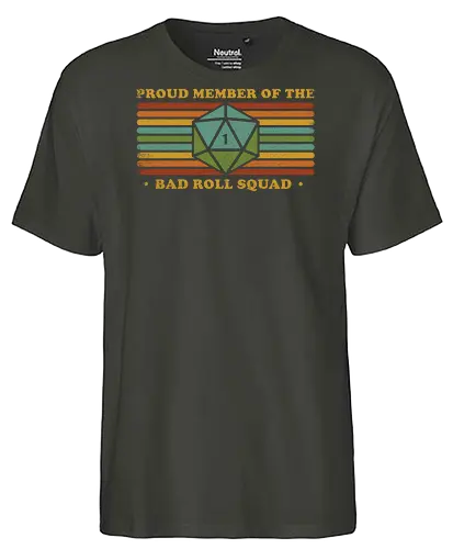 RPG Vintage - Proud Member Bad Roll - retro, vintage, fantasy, quest, adventure, rpg, Pen and Paper, d20, Pen and paper, dungeon master, role playing game, tabletop, game master, critical role, critical, critical hit, game - Fairtrade T-Shirt