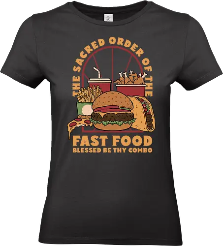 Sacred Order of Fast Food - fast food, ice cream, pizza, burgers, popsicles, tacos, fries, lettering, fried chicken, eating, hungry, funny - Standard T-Shirt (Frauen)