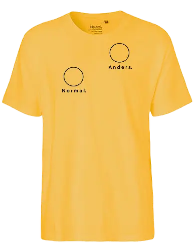 Normal. Anders. - Leben, Menschsein, Bewertung, Kreise, Mensch, Gleichheit, Gleichberechtigung, Anderssein, Normalsein - Fairtrade T-Shirt