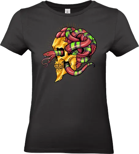 snake brain  - snake, brain, skull, myth, skeleton, art, poison, animal, darkart, tattoo, golden - Standard T-Shirt (Frauen)