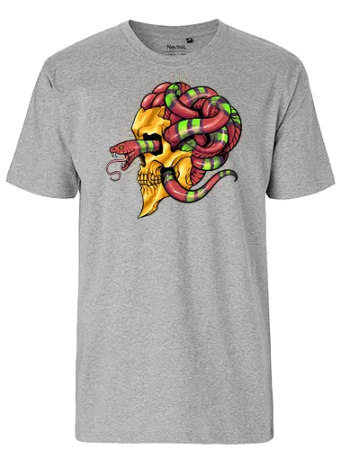 snake brain  - snake, brain, skull, myth, skeleton, art, poison, animal, darkart, tattoo, golden - Fairtrade T-Shirt