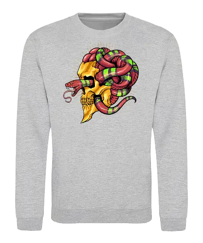 snake brain  - snake, brain, skull, myth, skeleton, art, poison, animal, darkart, tattoo, golden - Sweatshirt