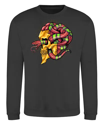 snake brain  - snake, brain, skull, myth, skeleton, art, poison, animal, darkart, tattoo, golden - Sweatshirt