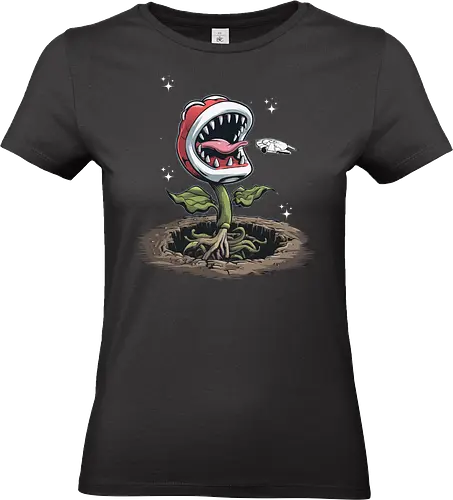 carnivorous plant - cartoon, plant, teeth, whimsical, magical, fantasy, stars, underground, chase - Standard T-Shirt (Frauen)
