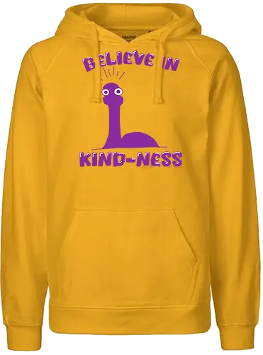 Believe in Kind-Ness (Glaube an Freundlichkeit) - Freundlichkeit, Nessie, Loch Ness, Cartoon, Design, Positivität, skurril, Humor, süß, einzigartig, lustig, Monster, Seeungeheuer, mystisch, mysteriös, guter Vibe, Spaß, Botschaft, Comic, niedlich, fantasievoll, Schottland, Legende, Kreatur, fröhlich, cryptid, kawaii, cute - Fairtrade Hoodie