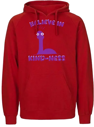 Believe in Kind-Ness (Glaube an Freundlichkeit) - Freundlichkeit, Nessie, Loch Ness, Cartoon, Design, Positivität, skurril, Humor, süß, einzigartig, lustig, Monster, Seeungeheuer, mystisch, mysteriös, guter Vibe, Spaß, Botschaft, Comic, niedlich, fantasievoll, Schottland, Legende, Kreatur, fröhlich, cryptid, kawaii, cute - Fairtrade Hoodie