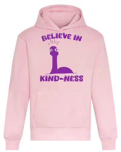 Believe in Kind-Ness (Glaube an Freundlichkeit) - Freundlichkeit, Nessie, Loch Ness, Cartoon, Design, Positivität, skurril, Humor, süß, einzigartig, lustig, Monster, Seeungeheuer, mystisch, mysteriös, guter Vibe, Spaß, Botschaft, Comic, niedlich, fantasievoll, Schottland, Legende, Kreatur, fröhlich, cryptid, kawaii, cute - Heavyweight Hoodie