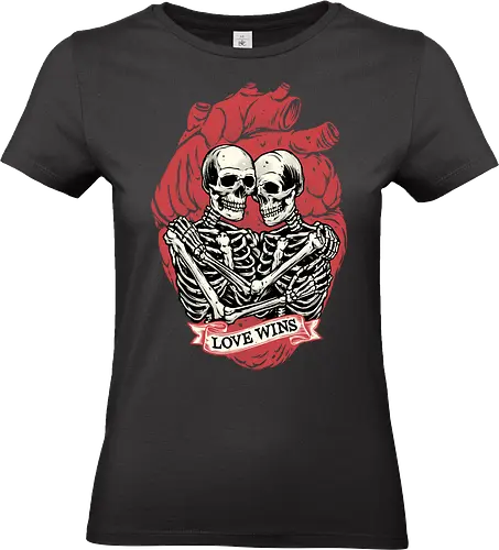 Love Wins - Valentine’s Day, heart, love, funny, humor, skeleton, skulls - Standard T-Shirt (Frauen)