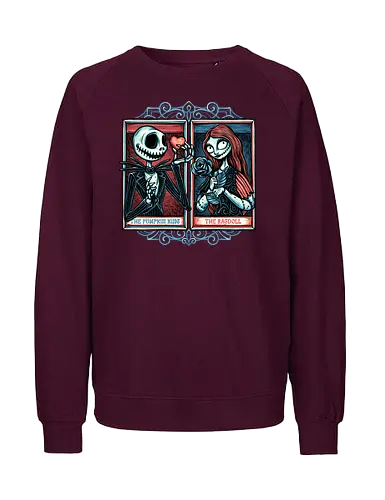 Skeleton Romance - Valentine’s Day, heart, love, horror, romance, film, movie, animation, skeleton - Fairtrade Sweatshirt