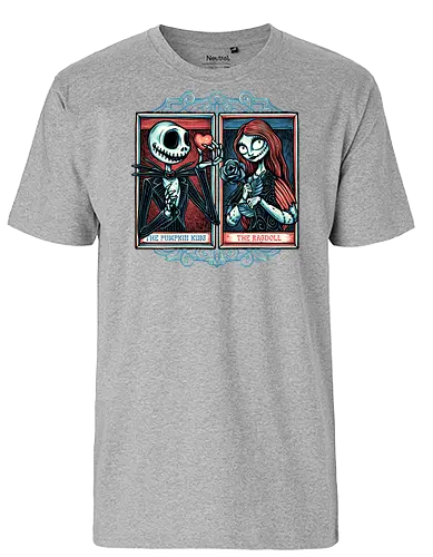 Skeleton Romance - Valentine’s Day, heart, love, horror, romance, film, movie, animation, skeleton - Fairtrade T-Shirt