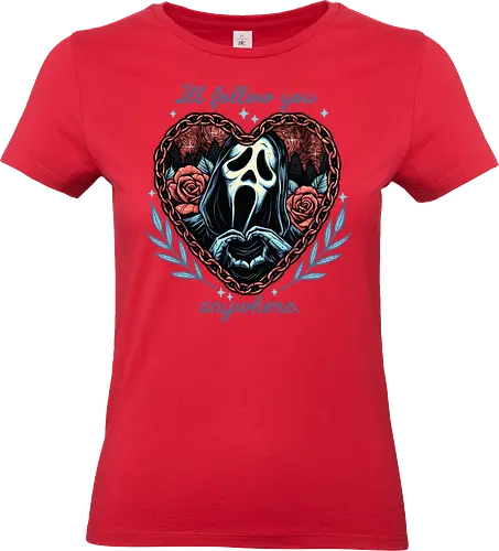 Following Anywhere - Movie, horror, Valentines, heart, love, funny, humor, villain - Standard T-Shirt (Frauen)
