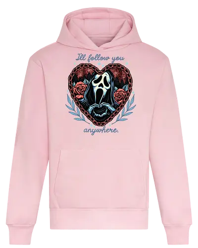 Following Anywhere - Movie, horror, Valentines, heart, love, funny, humor, villain - Heavyweight Hoodie