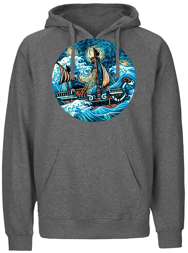 Pirate Waves - Anime, animation, pirates, ship, cartoons, Manga, Japanese, Japan - Fairtrade Hoodie