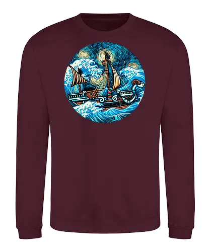 Pirate Waves - Anime, animation, pirates, ship, cartoons, Manga, Japanese, Japan - Sweatshirt