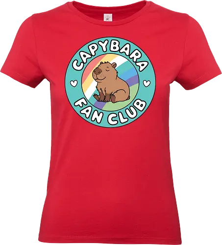 Capybara Fan Club - capybara, fan club, rainbow, badge, cute, sitting, green, club, cheerful, colorful - Standard T-Shirt (Frauen)