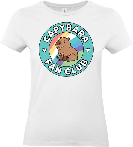 Capybara Fan Club - capybara, fan club, rainbow, badge, cute, sitting, green, club, cheerful, colorful - Standard T-Shirt (Frauen)