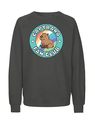 Capybara Fan Club - capybara, fan club, rainbow, badge, cute, sitting, green, club, cheerful, colorful - Fairtrade Sweatshirt