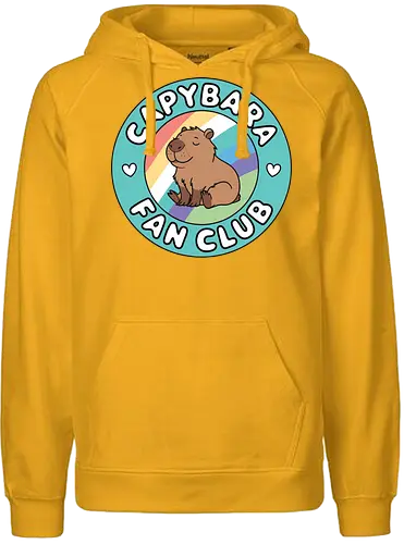 Capybara Fan Club - capybara, fan club, rainbow, badge, cute, sitting, green, club, cheerful, colorful - Fairtrade Hoodie