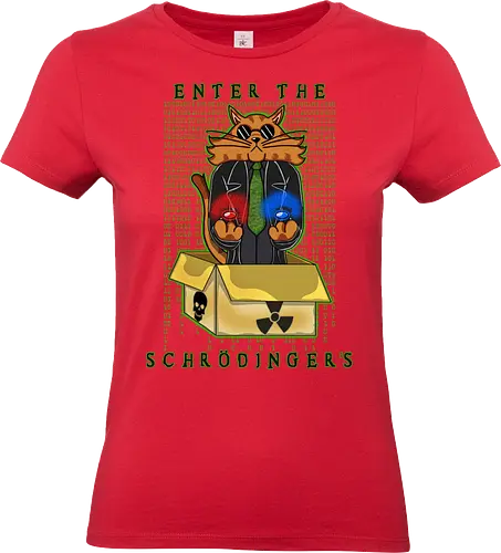 Enter the Schrodinger's (Betritt Schrödingers Box) - Popkultur, Schrödingers Katze, cleveres Wortspiel, Parodie, Mash-up, Schrödinger, Katze, Quantenphysik, The Matrix, rote Pille, blaue Pille, Wahl, Paradoxon, Wissenschaft, Nerd-Humor, Geek, philosophisch, surreal, Neugier, Box, Experiment, cooles Design - Standard T-Shirt (Frauen)