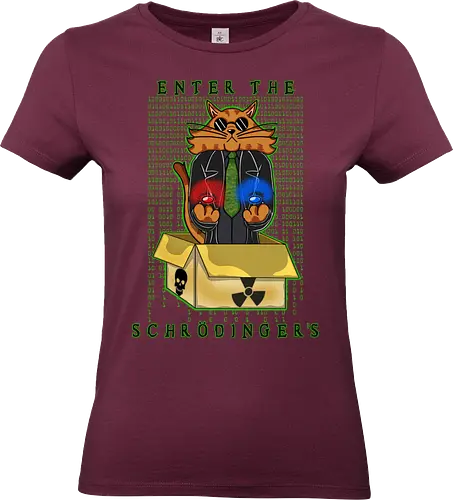 Enter the Schrodinger's (Betritt Schrödingers Box) - Popkultur, Schrödingers Katze, cleveres Wortspiel, Parodie, Mash-up, Schrödinger, Katze, Quantenphysik, The Matrix, rote Pille, blaue Pille, Wahl, Paradoxon, Wissenschaft, Nerd-Humor, Geek, philosophisch, surreal, Neugier, Box, Experiment, cooles Design - Standard T-Shirt (Frauen)
