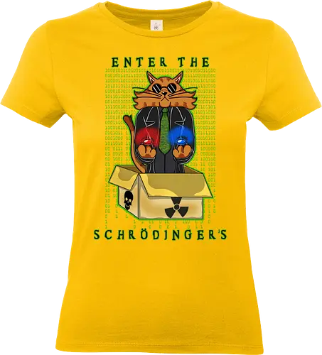 Enter the Schrodinger's (Betritt Schrödingers Box) - Popkultur, Schrödingers Katze, cleveres Wortspiel, Parodie, Mash-up, Schrödinger, Katze, Quantenphysik, The Matrix, rote Pille, blaue Pille, Wahl, Paradoxon, Wissenschaft, Nerd-Humor, Geek, philosophisch, surreal, Neugier, Box, Experiment, cooles Design - Standard T-Shirt (Frauen)