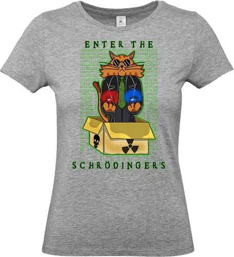 Enter the Schrodinger's (Betritt Schrödingers Box) - Popkultur, Schrödingers Katze, cleveres Wortspiel, Parodie, Mash-up, Schrödinger, Katze, Quantenphysik, The Matrix, rote Pille, blaue Pille, Wahl, Paradoxon, Wissenschaft, Nerd-Humor, Geek, philosophisch, surreal, Neugier, Box, Experiment, cooles Design - Standard T-Shirt (Frauen)